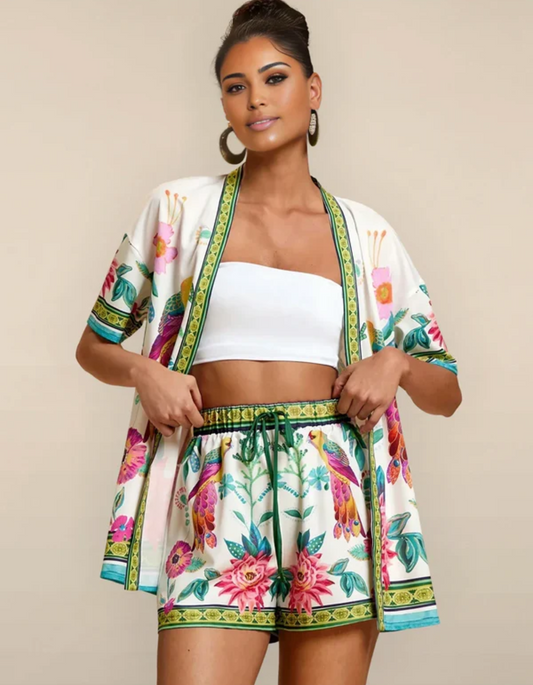 Nadia – Tropikalny wzór – Zestaw kimono